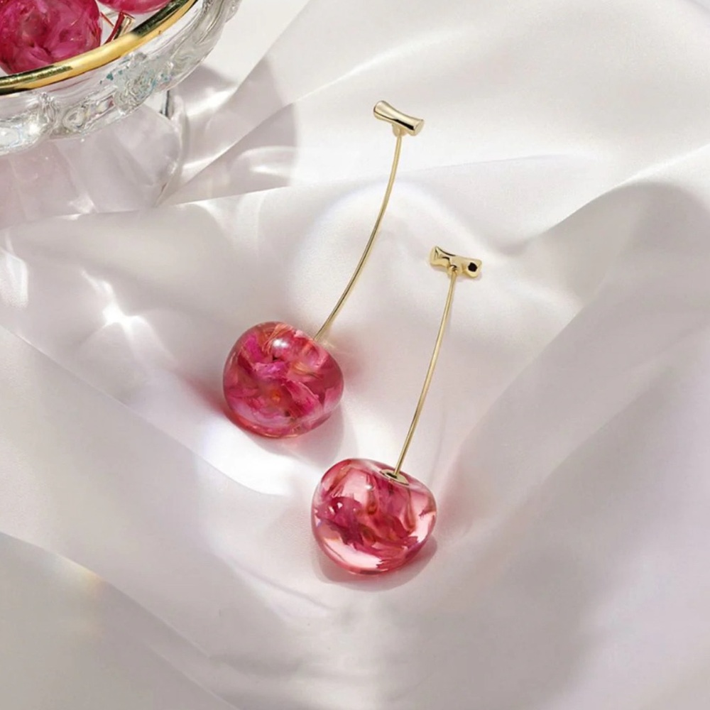 Pink Cherry Drop Earrings